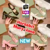2022 Leather Horsebit Mary-Jane Dress Shoes Med Heels with pin-buckle strap Designer Woman sandals Block Heel Slides Chunky heeled sandal Square Toes Women shoe