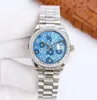U1 Luxury Women's Watch Sky Blue Dial 31mm Padr￣o de flor Pequena janela convexa Calendar aumentado Montre de Luxe