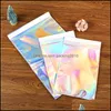 Storage Bags 50Pcs Laser Self Sealing Plastic Envelopes Mailing Storage Bags Holographic Gift Jewelry Poly Adhesive Courier Packaging Dhzf3