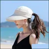 Cappello a tesa larga da donna Cappello da sole 2 in 1 Protezione con zip Cappelli da spiaggia con visiera per donna Golf 2022 Cappello estivo a tesa larga per ragazza Lady Ca Bdehome Dh6Fm