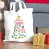 Sacs à provisions Joyeux Noël Toile Sac Cadeau Réutilisable Shopper Fourre-tout Arbre De Noël Pliable Mode Femme Épaule
