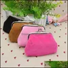 Storage Bags Retro Handbag Flannelette Pure Colors Hand Held Coin Purse With Metal Buckle Women Wallets 3 Inches 1 7Wc E1 Drop Delive Dhcm9