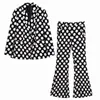 Damen Trainingsanzüge Frau Elegant Schwarz Slim Polka Dot Blazer Anzug 2022 Frühling Damen Hohe Taille Flare Hosenanzüge Damen Streetwear 2 Stück Sets 0906