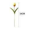 Flores decorativas 34 cm Lujo Artificial Tulipanes Flor Ramo de boda Centros de mesa Real Touch Pu Fake para decoraciones Accesorios para el hogar