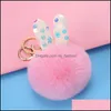 Key Rings Key Holder Sequins Fluffy Keyring Fur Ball Keychain Cute Pompom Keyrings Bag Charm Pendant Jewelry Fashion Access Mjfashion Dhrz7