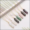 Pendant Necklaces Hexagonal Cylindrical Crystal Necklace Natural Stone Pendant Wire Wrap For Women Men Fashion Jewelry D Dhseller2010 Dhrt6