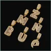 Pendant Necklaces Bling Hip Hop Pendant Diamond Rhinestone Letter Necklaces Cubic Zirconia 26 Alphabet Necklace Jewelry For Mjfashion Dhccs