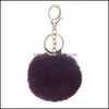 Keychains Fashion Pom Keychains Keyring Imitate Rabbit Fur Ball Keychain Bag Plush Car Key Holder Pendant Chain Ring For Wo Newdhbest Dhifh