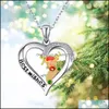 Pendant Necklaces Explosive Crystal Christmas Snowman Elk Drip Oil Lettering Necklace Holiday Gift European And American Hollow Heart Dhbt9