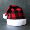 Chapéus xadrez de Natal tecido Santa Buffalo Red/ Black Holiday Hat Hat para Natal Ano Novo