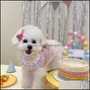 Hundkl￤der Dog Apparel Ins Korea Party Bib Pet Birthday Saliv Thandduk Bichon Triangle Scarf Cat Hat Set 5491 Q2 Drop Delivery 2021 Ho DHG34