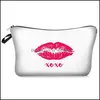 Storage Bags Polyester Lip Digital Printing Handbag Mti Design Womens Makeup Storage Fashion Cosmetic Pouch Toiletry Portable Bag 6Mb Dhy6I