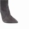 Boots Spring Autumn Grey Over The Knee Pointed Toe Stilettos High Heels 12cm Leg Slimming Slip on Stretch 220906
