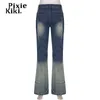 Kvinnors jeans pixiekiki hög midja flare jeans kvinna y2k estetiska vintage kläder denim byxor streetwear bell bottnar för kvinnor p67-di56 t220825