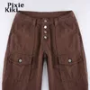 Jeans de mujer PixieKiki Indie Y2k Low Rise Jeans Grunge Brown Pockets Denim Pantalones Streetwear Vintage Cowgirl Pants Mujer 2022 P84-DE55 T220825