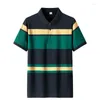 Polo da uomo Estate T-shirt a maniche corte da uomo di alta qualità Camicia a righe con risvolto da lavoro stile esplosione in cotone 95%