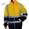 Men's Jackets Men Workwear High Visibility Work Jacket Coat Mens Reflective Safety Sweatshirt Hooded Clothing Winter