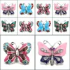 Other Snap Button Jewelry Components Enamel Colorf Butterfly 18Mm Metal Snaps Buttons Fit Bracelet Bangle Noosa Drop Deli Dhseller2010 Dhcsf