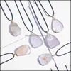 Pendant Necklaces Natural Crystal Pendant Necklace Quartz Stone Healing Irregar Handmade Chakra Jewelry For Women Girl Long Chain Dro Dhpln