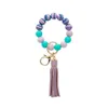 Färgglad silikon elastiska pärlor armband nyckelring pärlstav armband nyckelkakel nyckelkedja kvinnor mode smycken