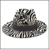 Stingy Brim Hats Zebra Stripe Jazz Cap Women Men Wide Brim Hats Formal Hat Man Panama Woman Felt Fedora Caps Mens Trilby Winter Fashi Dhsce