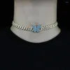 Choker zoete vlinder ketting met glanzend roze lichtblauw wit kubieke zirkonia voor vrouwen mooie charme tennisketen chockl in sieraden