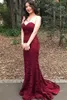 Sexy Burgundy Mermaid Bridesmaid Dresses 2023 New Sweetheart Neck Sleeveless Dresses For Bridal Gown Full Lace Dresses