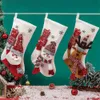 19 pouces décorations de bas de Noël père noël bonhomme de neige renne blanc noël chaussettes suspendues pour arbre cheminée