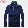 Polo da uomo Autunno Risvolto T-shirt a maniche lunghe Polo tinta unita Allentato Large Business Casual Fondo Paul 220907