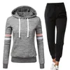 Tweedelige damesbroek Dames 2 Trainingspak Effen kleur Hoodies Set Sportkleding Damessportpak Sweatshirt met capuchon Vrouwelijke joggingpakken