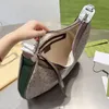 New Crescent Bag Retro Crossbody Half Moon Bags Women Handbags Shoulder Croissant Bags Clutch Purse Old Flower Canvas Genuine Leather Adjustable Red Green Strap
