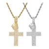 Kolye Kolyeler Moda Crown Cross Sagacts Gümüş Renk Kübik Zirkonya İsa Kolye Takıları Erkekler/Kadınlar Toptan