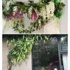 Faux Floral Greenery 2M Wisteria Kunstbloemen Wijnstok Krans Bruiloft Boog Decoratie Nep Planten Gebladerte Rotan Trailing Faux Bloemen Klimopmuur J220906