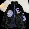 Women's Jackets Winter embroidery letters imitation rabbit fur zipper jacket women loose ins street furry Y2K casual all-match 220907
