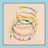 Outras pulseiras Bohemian Ajusta ajustável conjunto de pulseiras com onda trançada colorf pangueses pulseiras de corda jóias mulheres q50 lulubaby dhdes