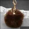 Llaveros Pompom Key Chain Creative 8Cm Novedad Bola de piel de conejo Llaveros Cute Pearl Fluffy Keyrings para mujeres niñas C132 Bdejewelry Dh6Zt