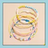 Andra armband 4st/set Friendship Woven Mti-Layers Armband Waterproof Wax String Rope P￤rlor Boho fl￤tade smycken Bangle Q Lulubaby DH5S8