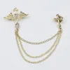 Broches Broches vintage ￠ double cha￮ne r￩tro bijoux dragon angel cr￢ne broche pour hommes ￩pingles de collier de collier simples accessoires accessoires