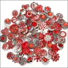 Other Wholesale 18Mm Snap Button Jewelry Components Mixed Color Rhinestone Flower Metal Snaps Buttons Fit Diy Bracelet N Dhseller2010 Dhqal