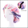 Beanie/Skull Caps Satin Silk Bonnet Sleep Cap Hoeden Tie-geverfde nachthoed Dubbele zij Salon hoofd Hair ers Caps For Women Christmas Gift D Dhhn5