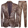 Leopard Print Men Suit Blazer Set with Pants 2022 Safari Suits for Men Performance Dj Kurtka luksusowa piosenkarka