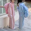 سراويل للسيدات من قطعتين من قطعتين نساء 2 قطعة رياضية jk kawaii sweatpants بنطلون مجموعات preppy على غرار الفتيات الصيف الشارع الشارع عارضة الكورية 220906