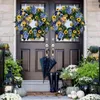 Couronnes de fleurs décoratives 20 '' couronne de tournesol drapeau ukrainien pour porte d'entrée décoration de la maison porche ferme fête festival décoration Photo Prop T220905