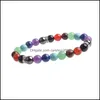 Brins de perles 7 Chakra Reiki Transbordement Pierre Naturelle Guardianyoga Améthyste Agate Oeil de Tigre Vert Or Noir Onyx Cristal D'été Dh40C