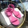 Sandaler kvinnor rosa sandaler ￤kta l￤der fotled rem damer ￶ppen t￥ sn￶rningar platt sko mjuk designer sommar daglig helt enkelt stil