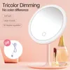 Compact Mirrors Makeup Mirror With LED Light Adjustable Touch Dimmer Vanity Table Cosmetic Smart Eye Protection Fill