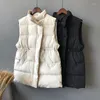 여자 트렌치 코트 2022 도착 가을 겨울 따뜻한 민소매 파카 재킷 여성 패션 단단한 두꺼운 양복 조끼 여성 한국 긴 코트