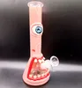 Diseño único 8.5 pulgadas Cachimbas de vidrio Rosa Agua Bong Tubos Aceite Dab Rigs Reciclador para fumar con junta hembra de 18 mm