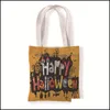 Gift Wrap Gift Wrap Pumpkin Canvas Bag Halloween Printing Single Shoder Hand Carry High Capacity Environment Protection Shop Bags Lit Dhjn6