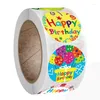 Cadeau cadeau coloré joyeux anniversaire autocollants rouleau 500-count décoration ronde étiquettes de papeterie mignonnes TS2